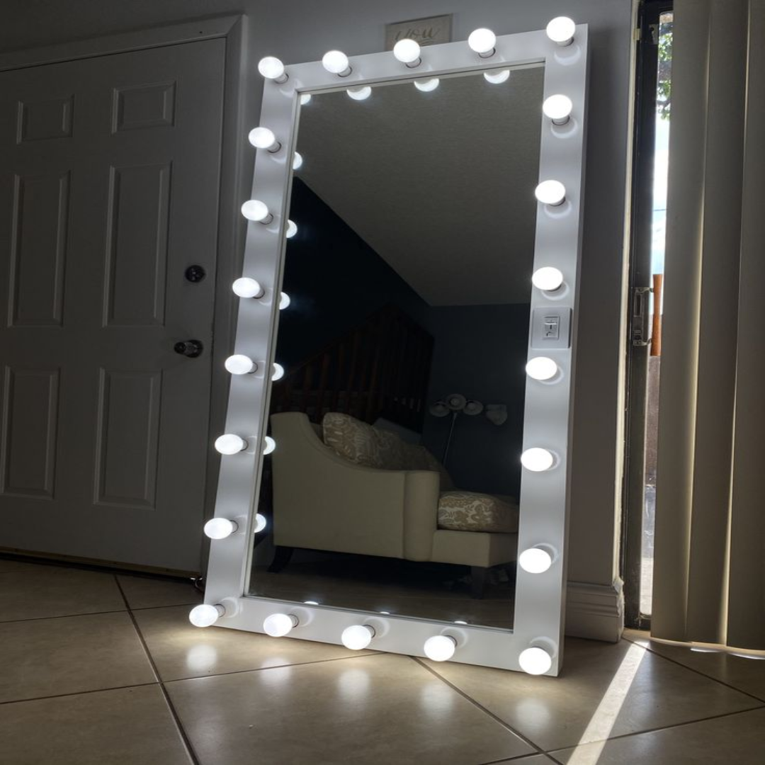 Rectangular Warm White LED BULB MAKEUP GROMMING MIRROR